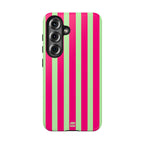 Bold Stripes Samsung Galaxy Case | Lime Green and Pink