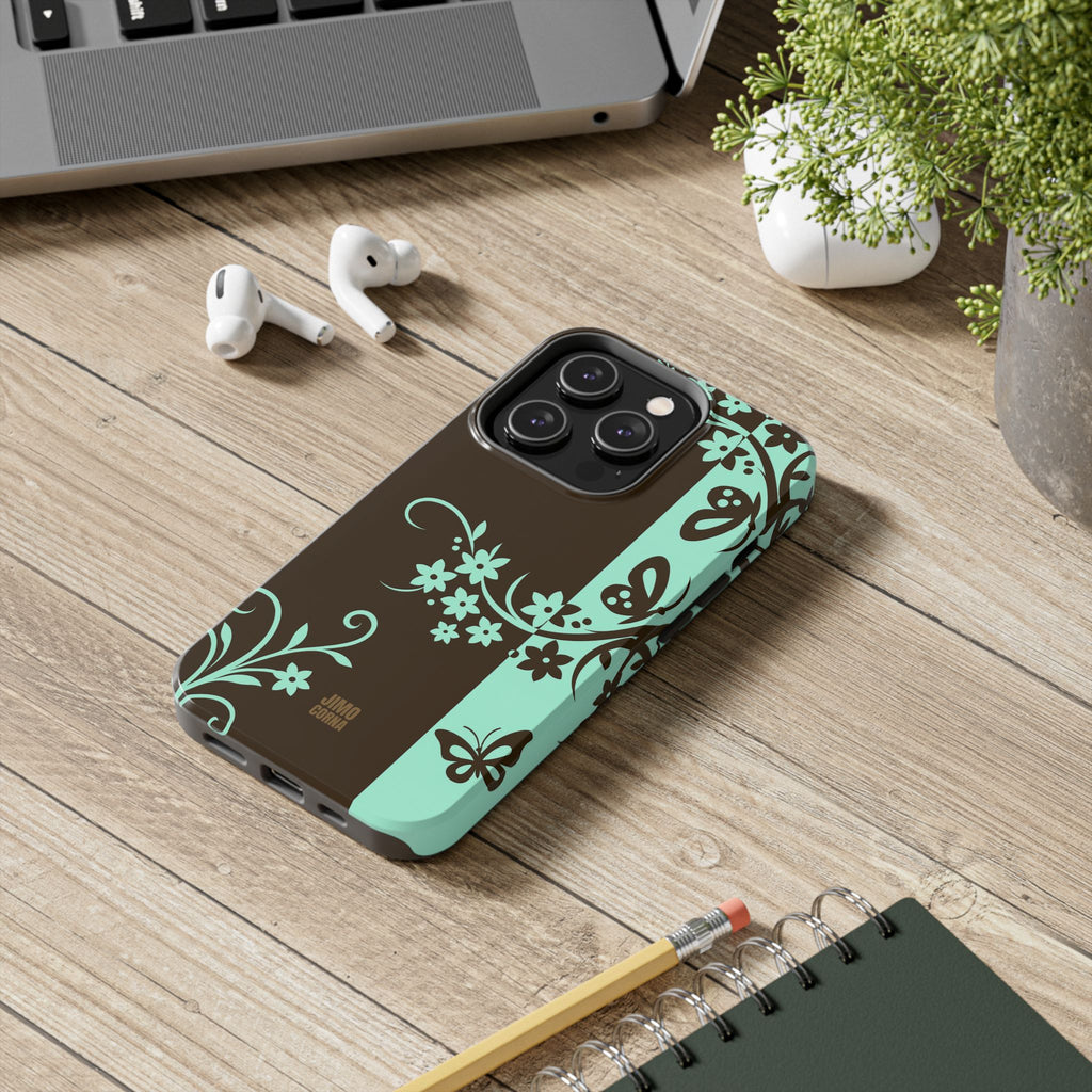 Y2K Floral iPhone Case | Brown and Mint