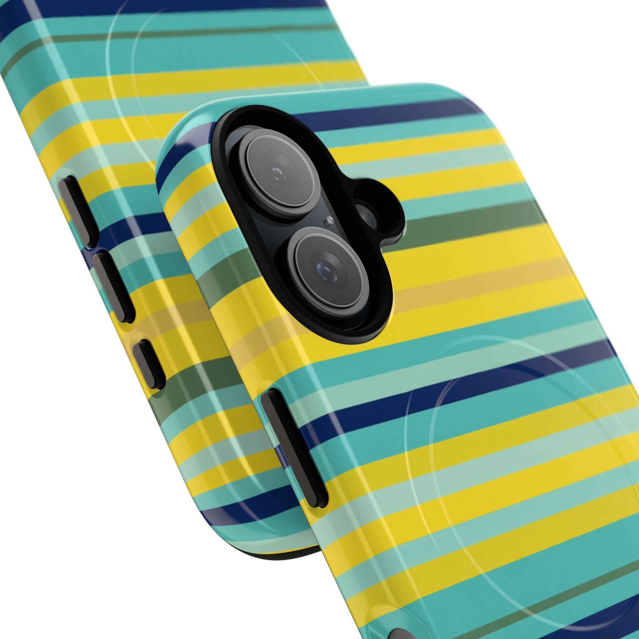 Blue Lemon Stripe MagSafe iPhone Case