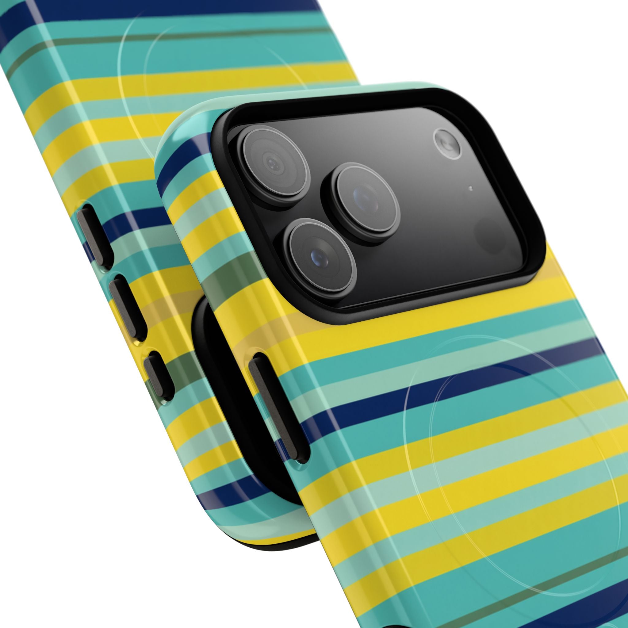 Blue Lemon Stripe MagSafe iPhone Case