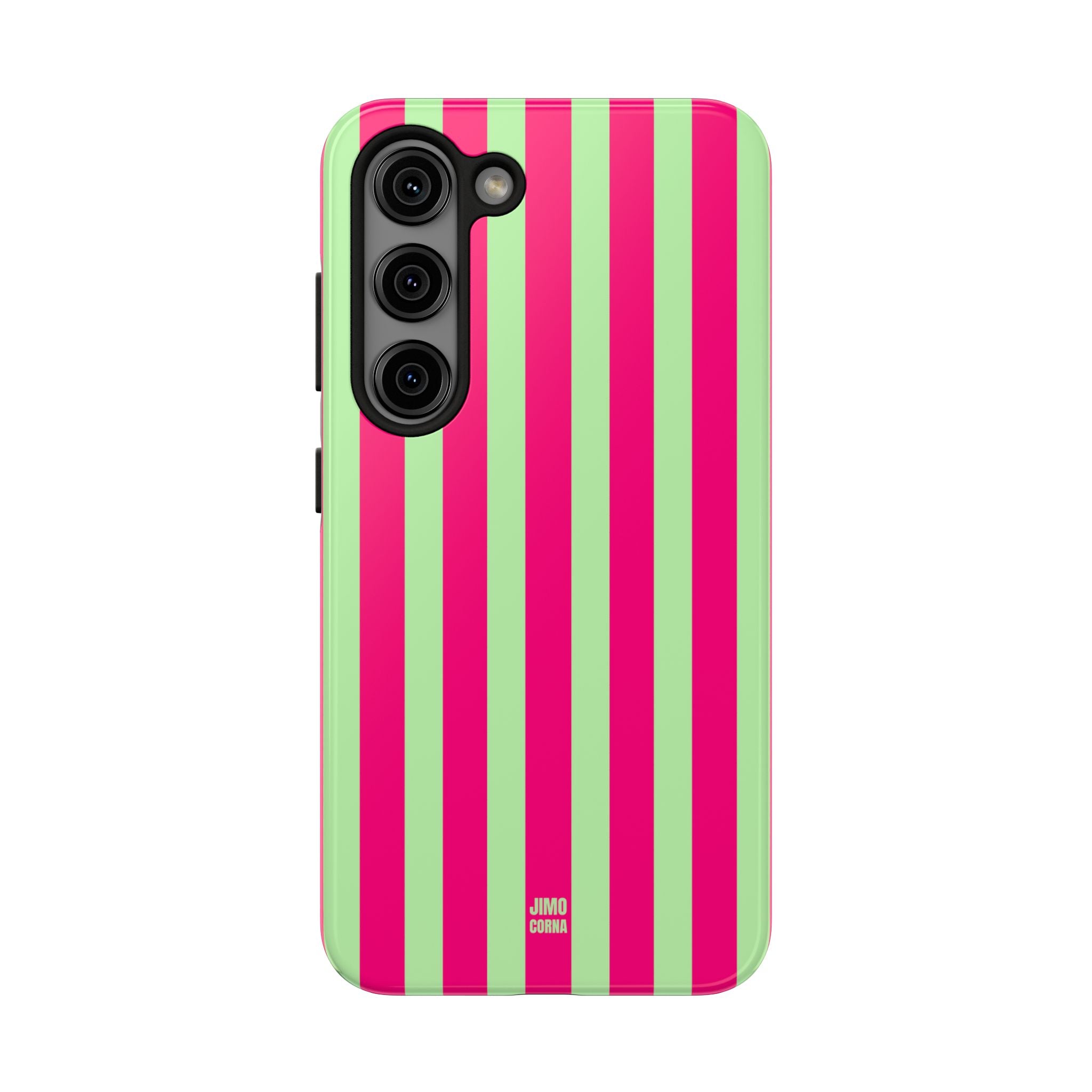 Bold Stripes Samsung Galaxy Case | Lime Green and Pink