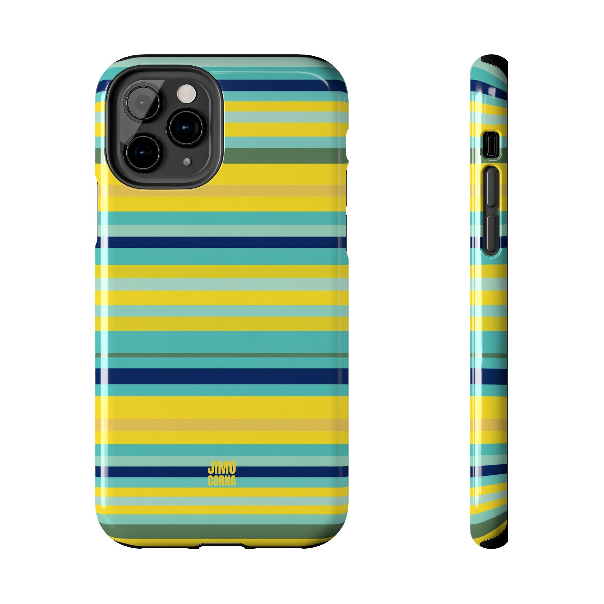 Blue Lemon Stripe iPhone Case