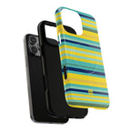 Blue Lemon Stripe MagSafe iPhone Case