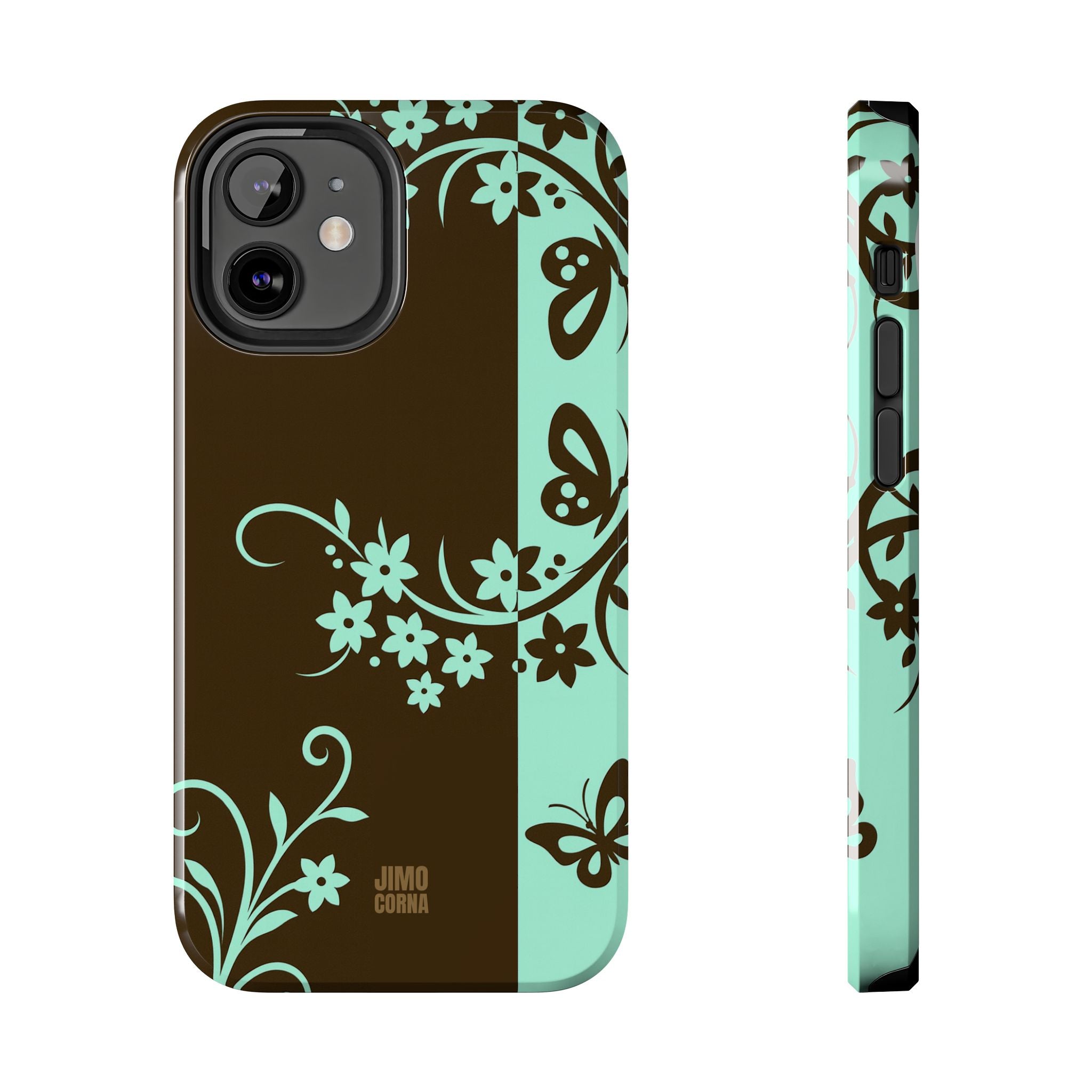 Y2K Floral iPhone Case | Brown and Mint