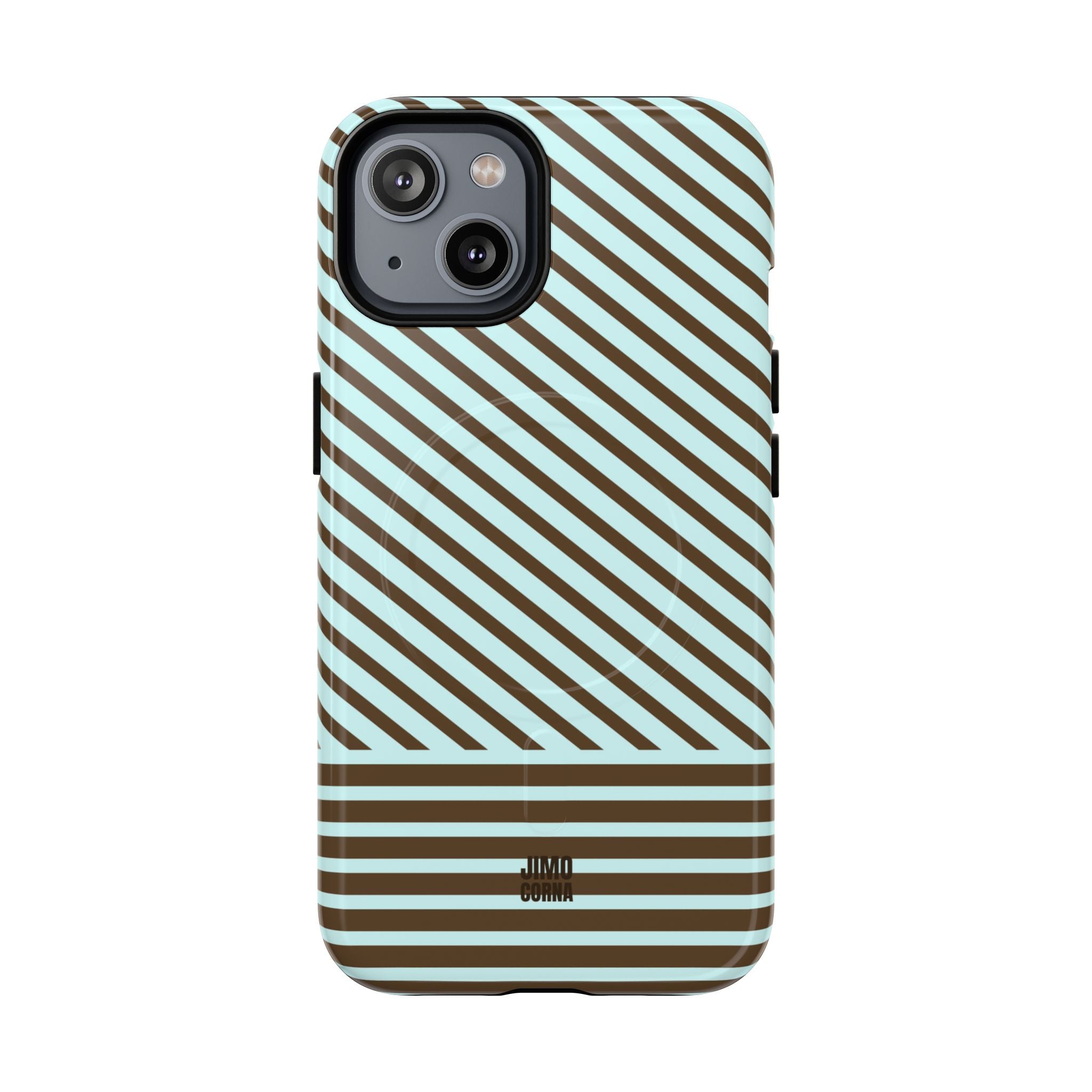 Asymmetrical Lines MagSafe iPhone Case | Blue and Brown