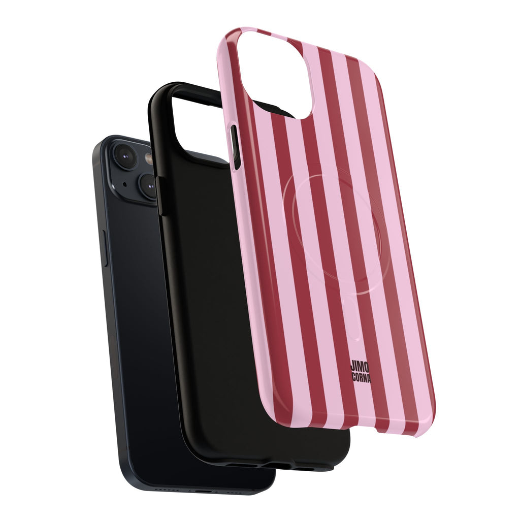 Bold Stripes MagSafe iPhone Case | Pink and Red