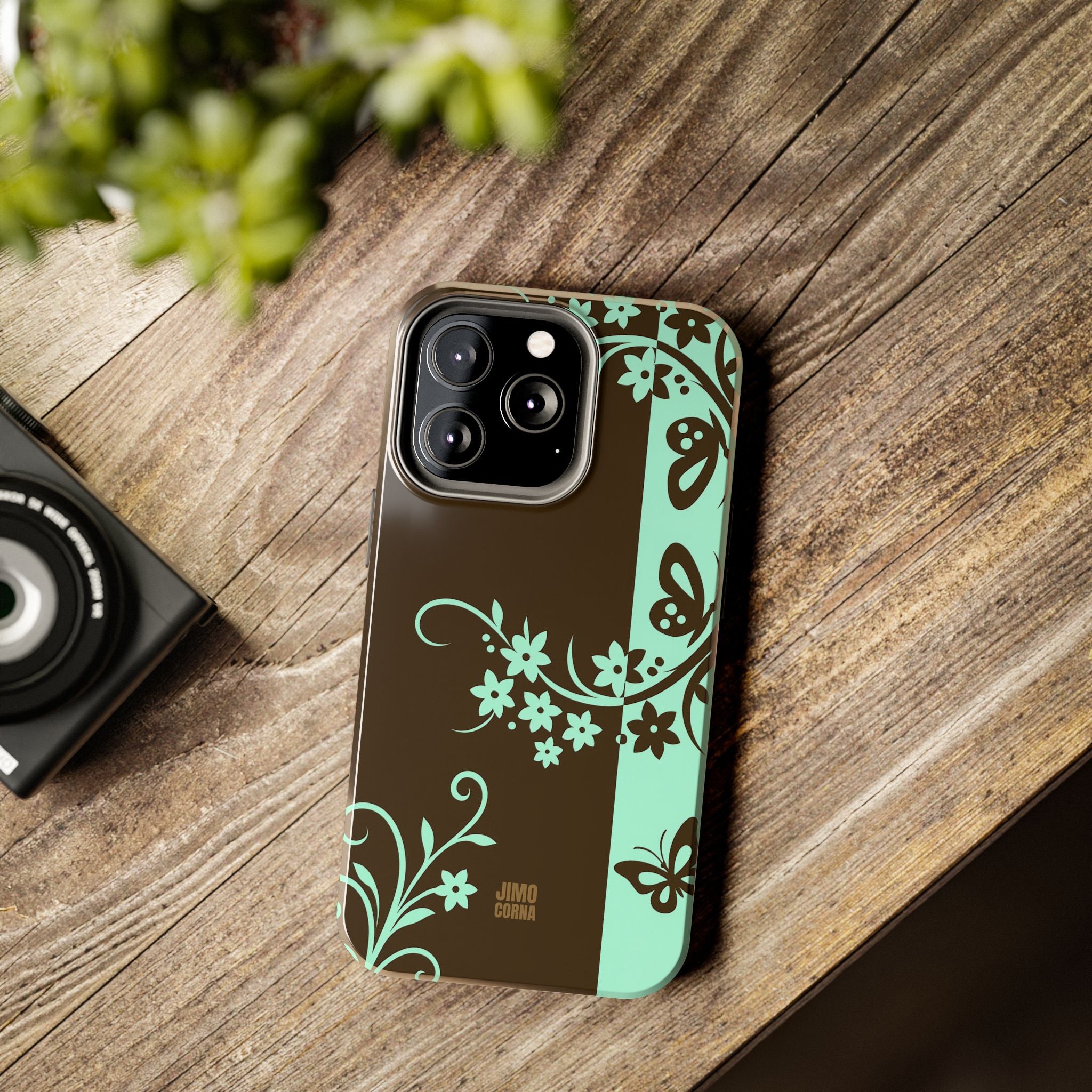 Y2K Floral iPhone Case | Brown and Mint