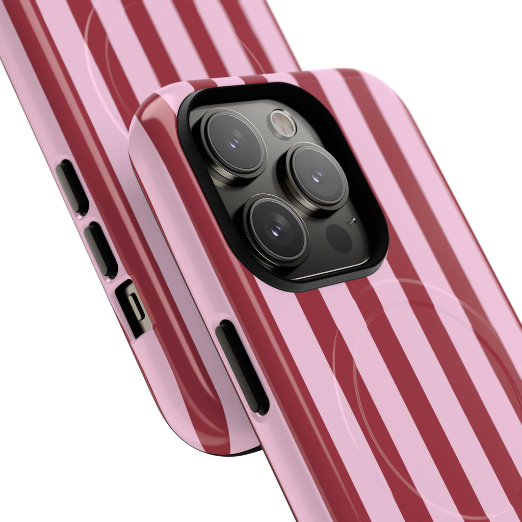 Bold Stripes MagSafe iPhone Case | Pink and Red