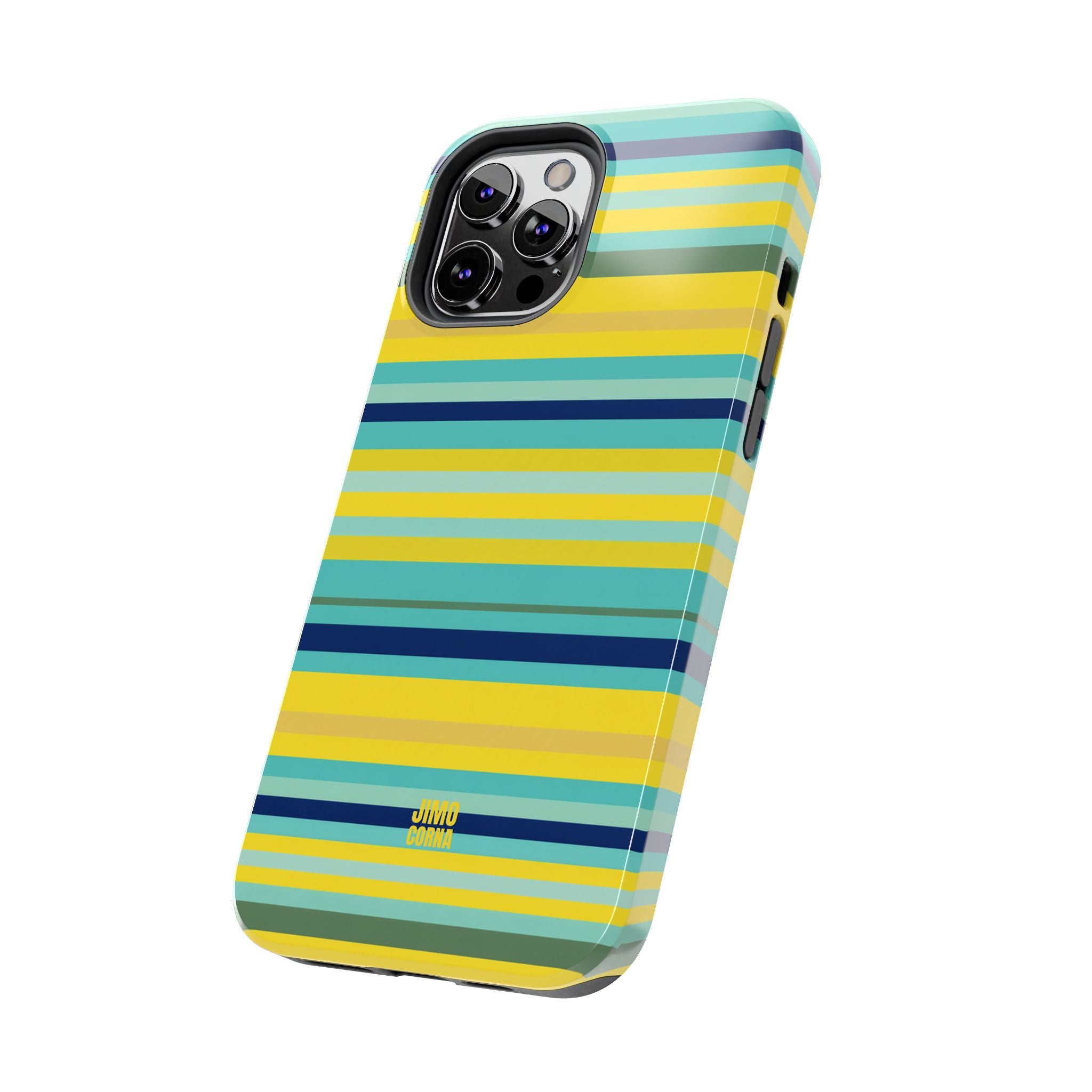 Blue Lemon Stripe iPhone Case
