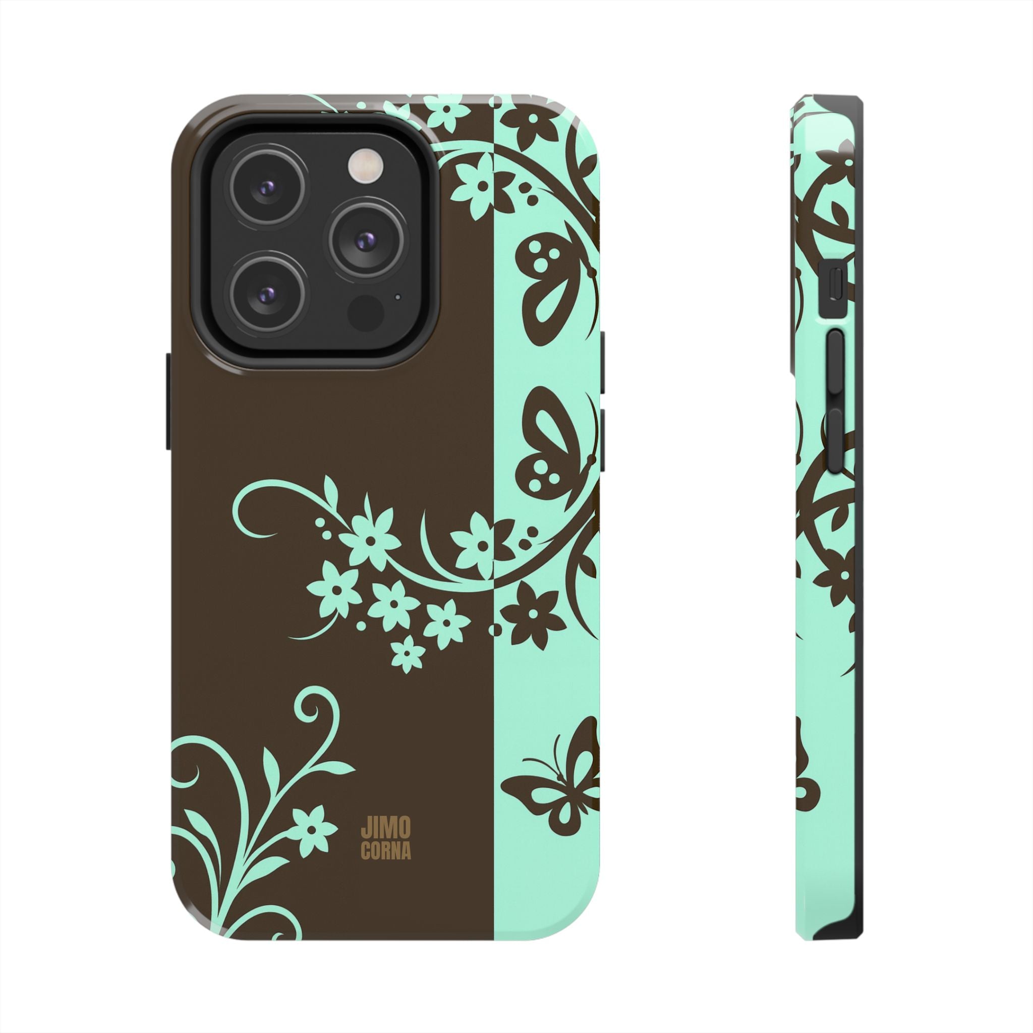 Y2K Floral iPhone Case | Brown and Mint