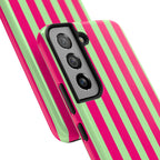 Bold Stripes Samsung Galaxy Case | Lime Green and Pink