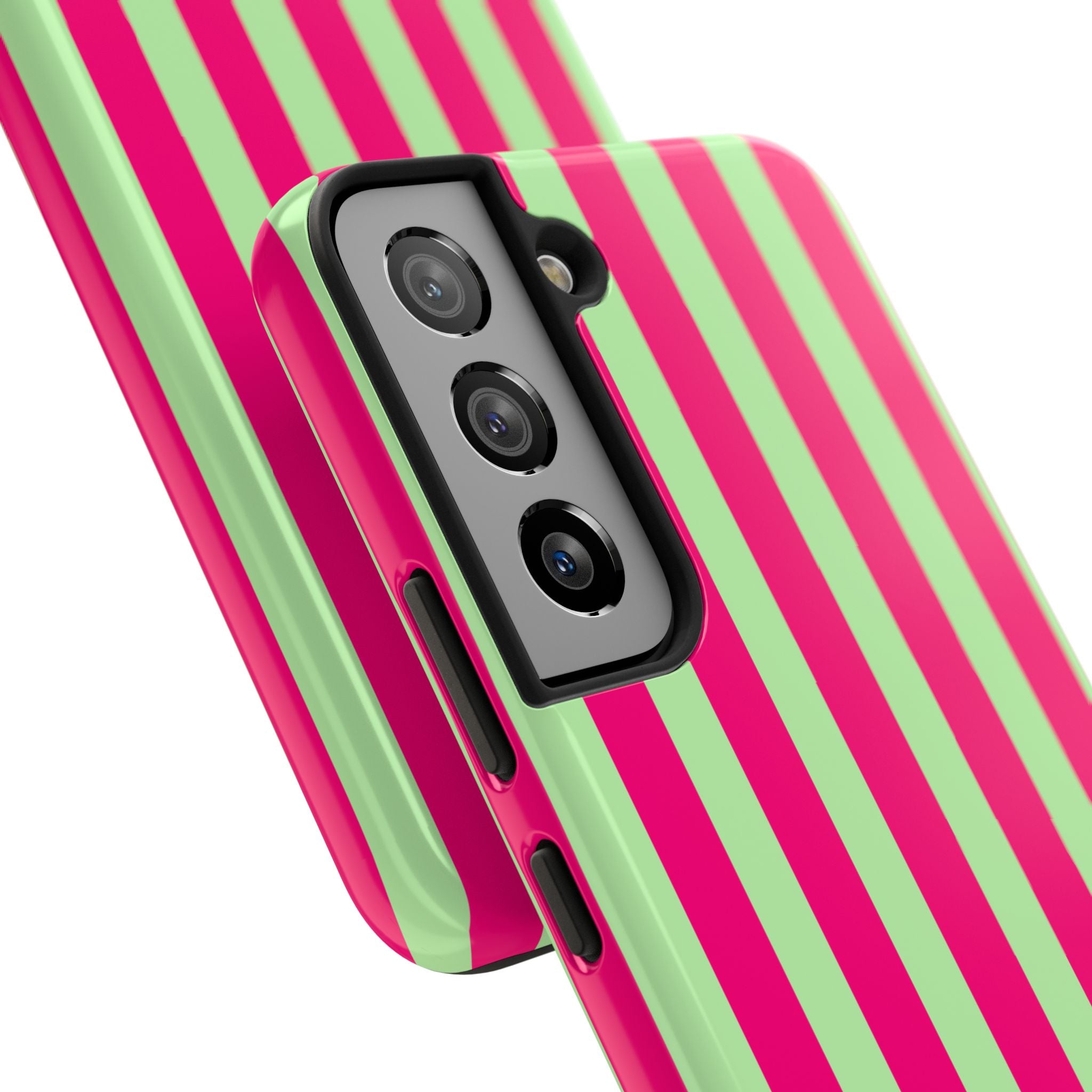Bold Stripes Samsung Galaxy Case | Lime Green and Pink