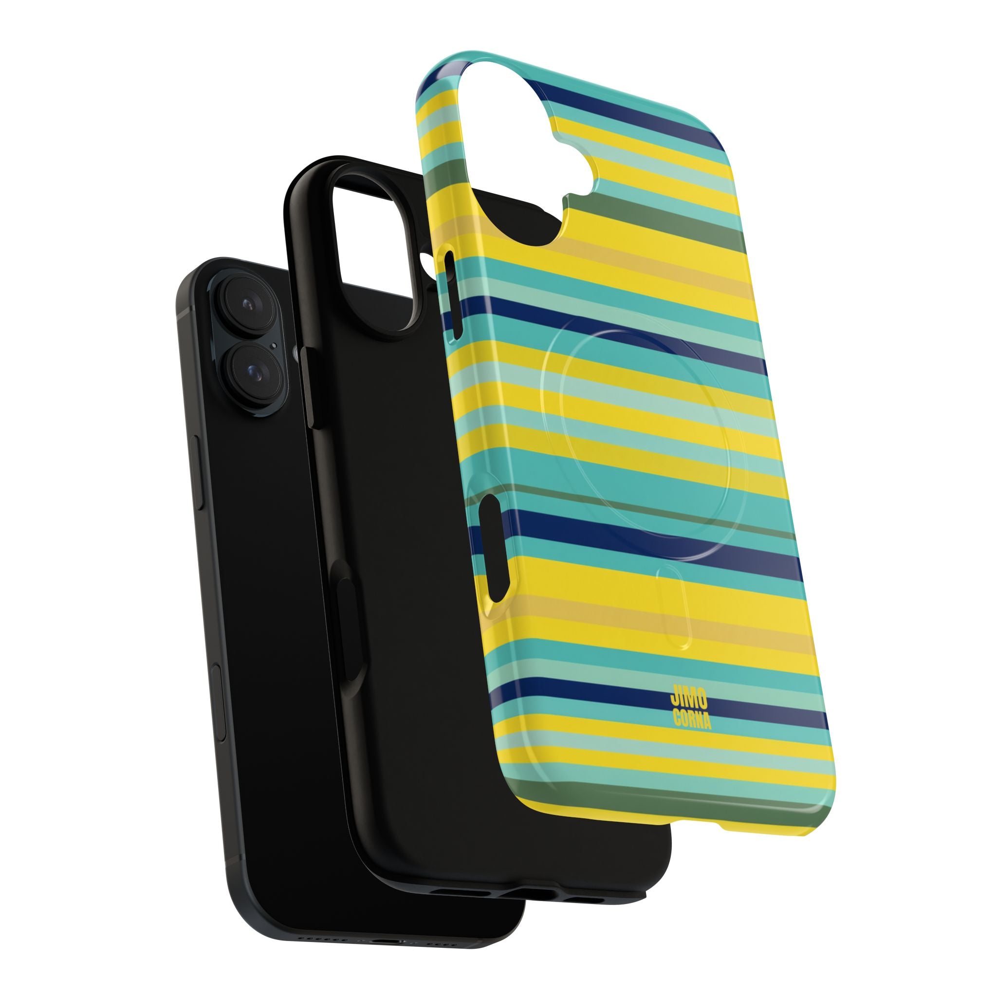 Blue Lemon Stripe MagSafe iPhone Case