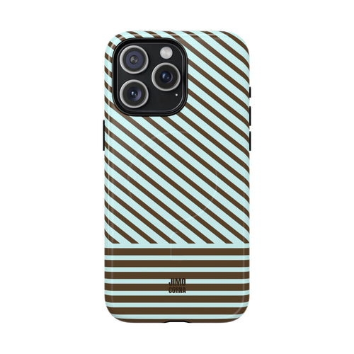 Asymmetrical Lines MagSafe iPhone Case | Blue and Brown