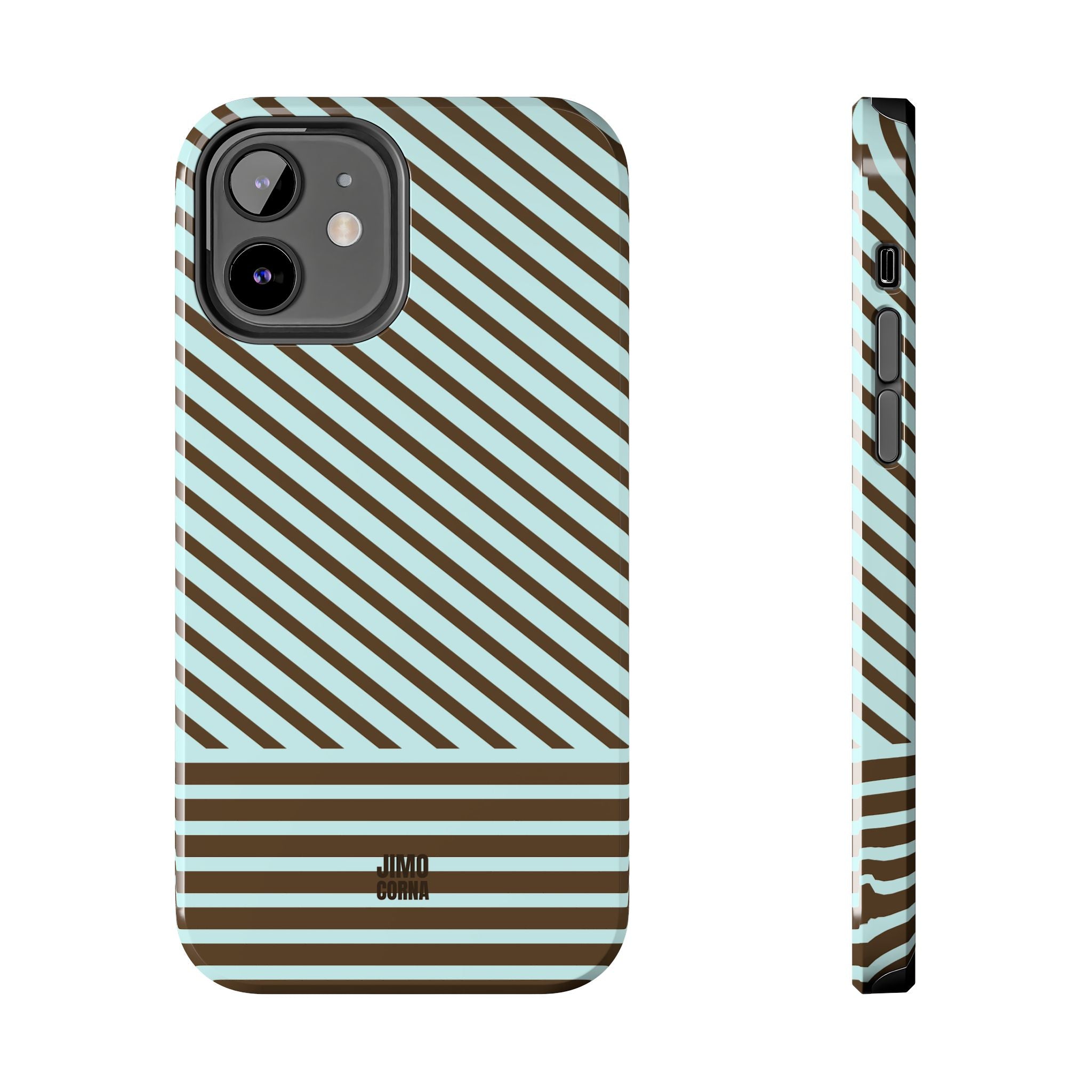 Asymmetrical Lines iPhone Case | Blue and Brown