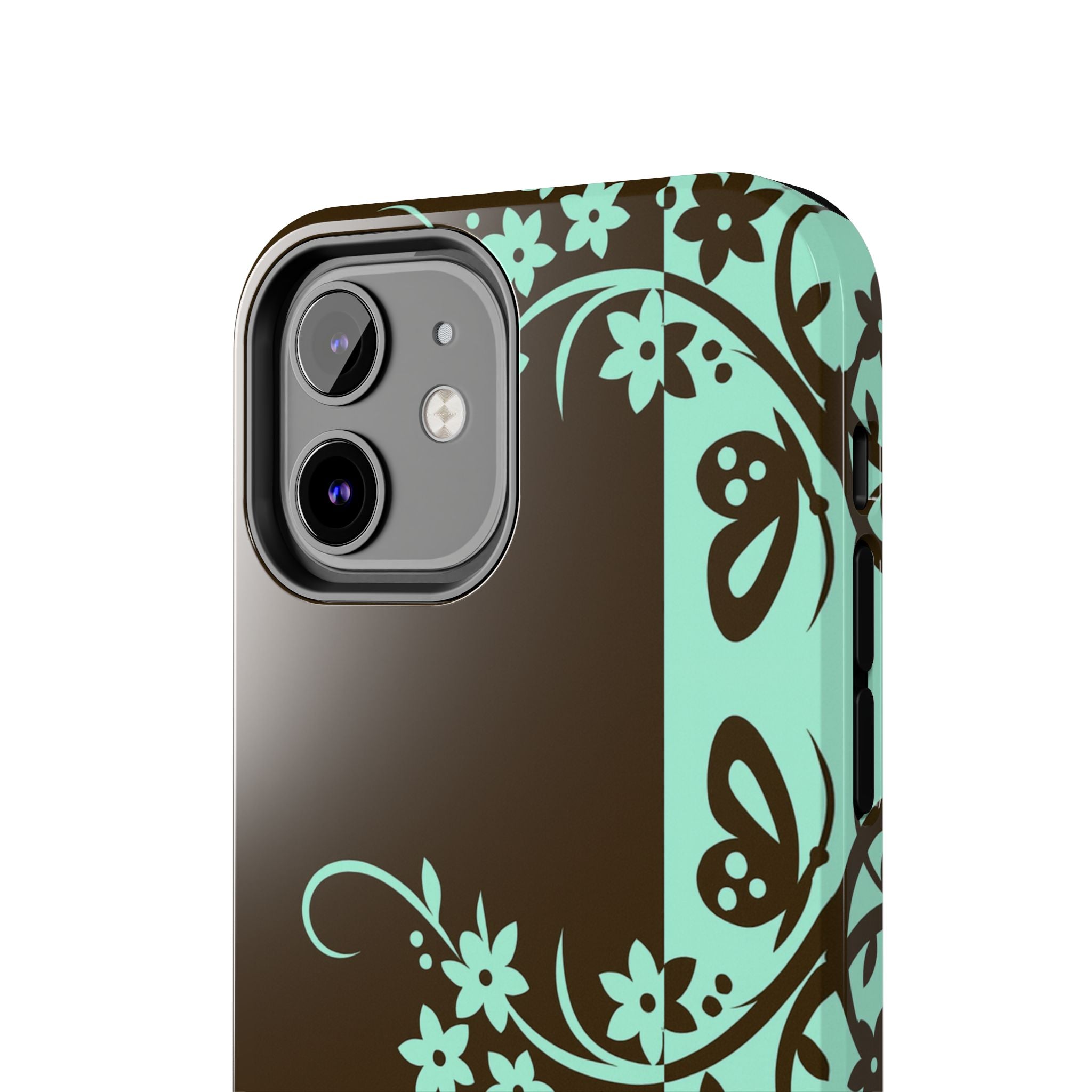 Y2K Floral iPhone Case | Brown and Mint