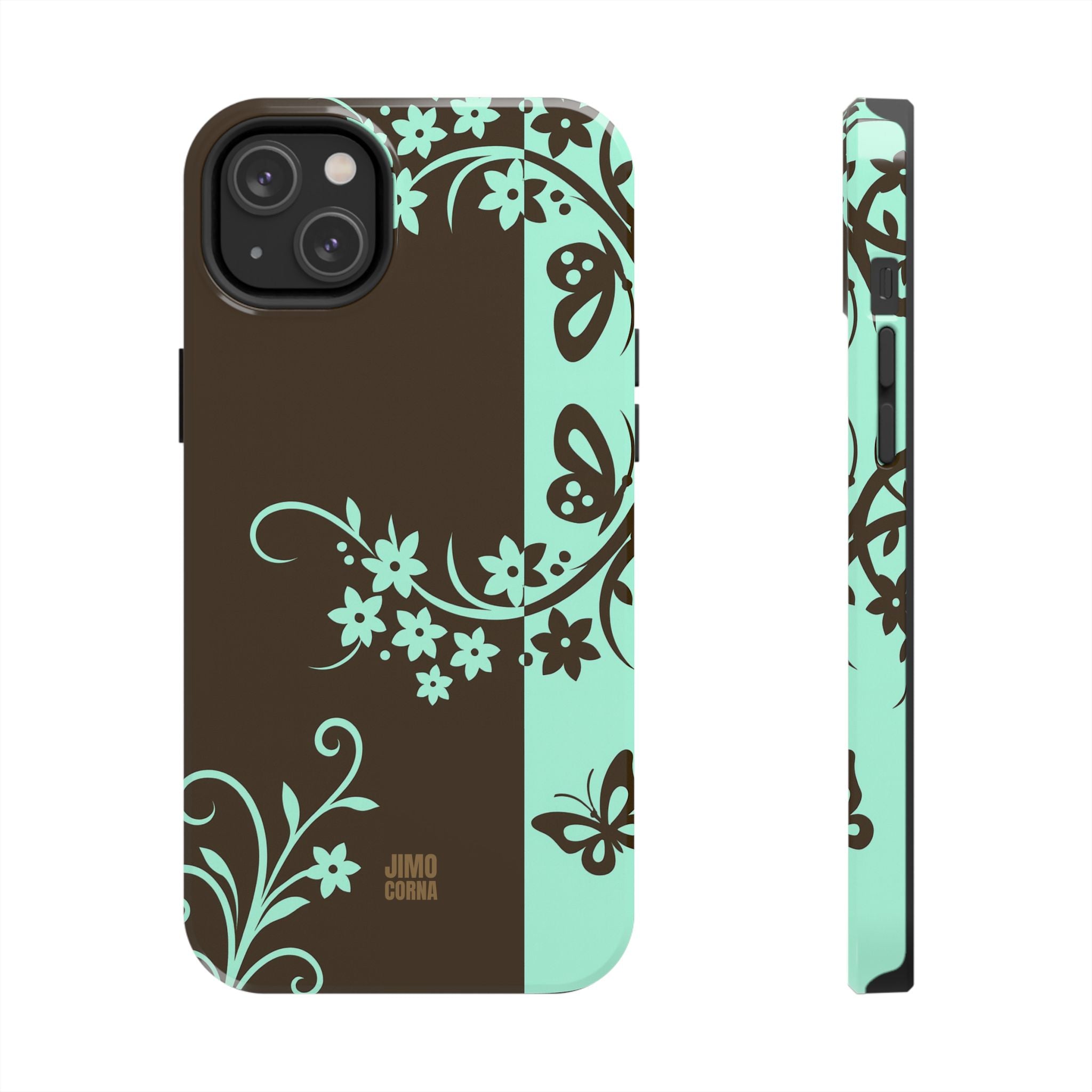 Y2K Floral iPhone Case | Brown and Mint