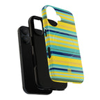 Blue Lemon Stripe MagSafe iPhone Case
