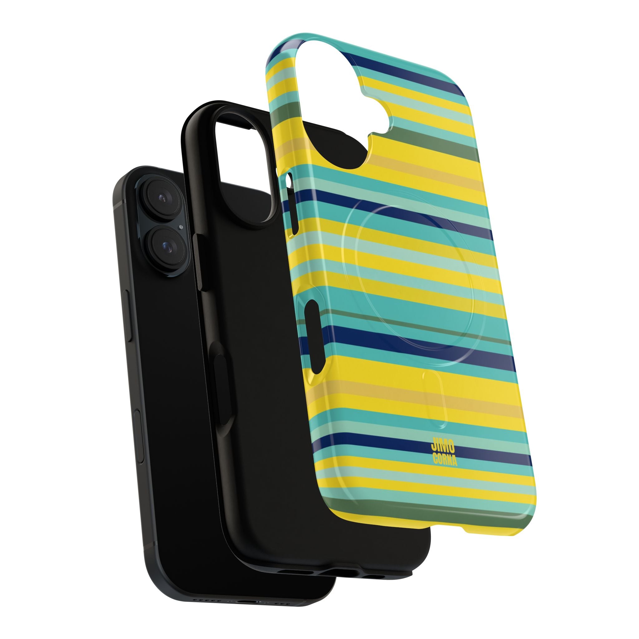 Blue Lemon Stripe MagSafe iPhone Case