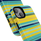 Blue Lemon Stripe MagSafe iPhone Case