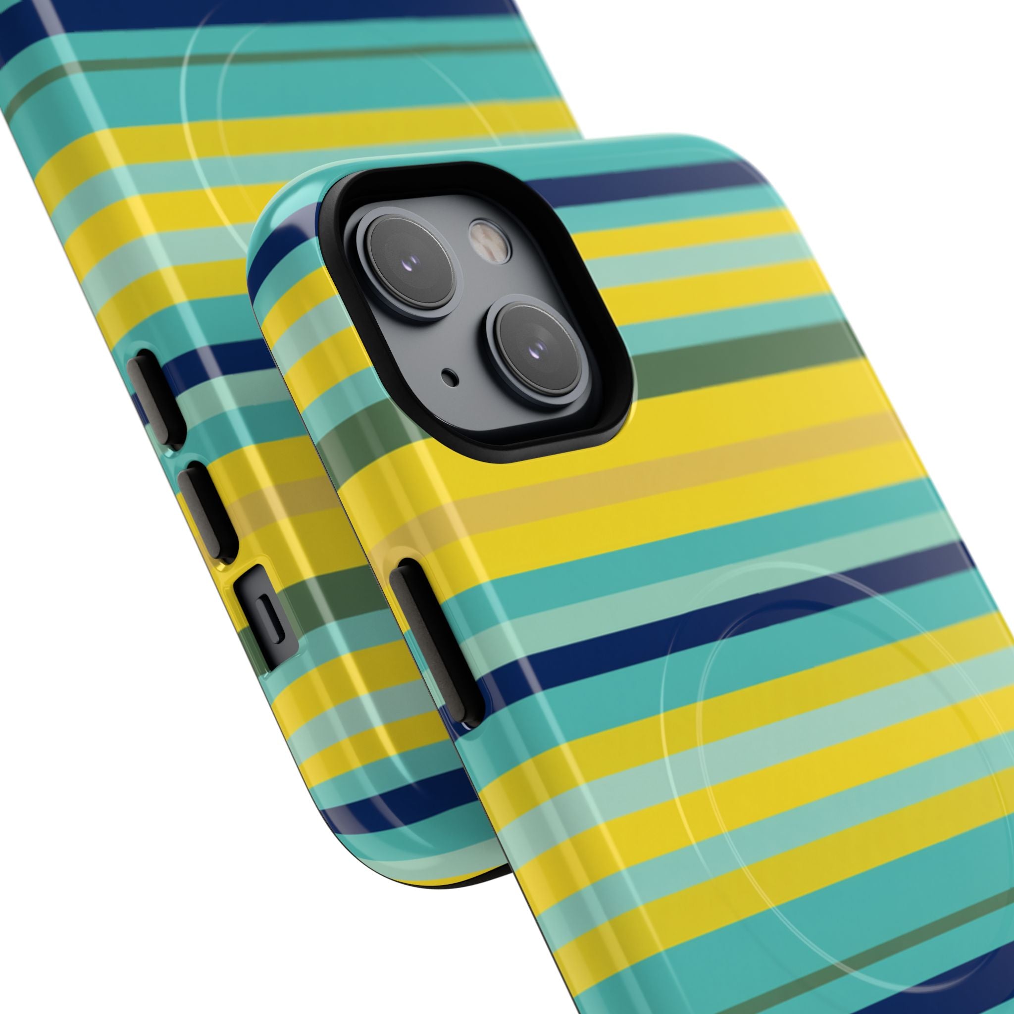 Blue Lemon Stripe MagSafe iPhone Case