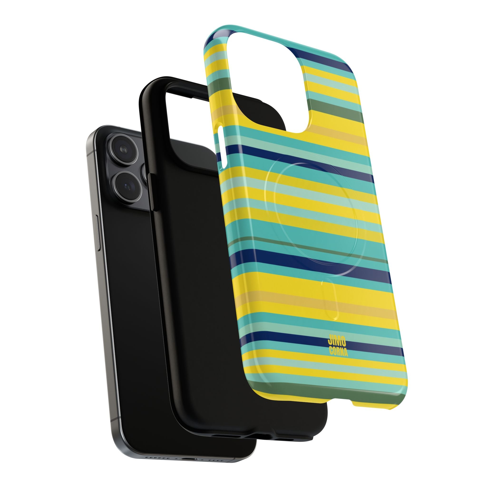 Blue Lemon Stripe MagSafe iPhone Case