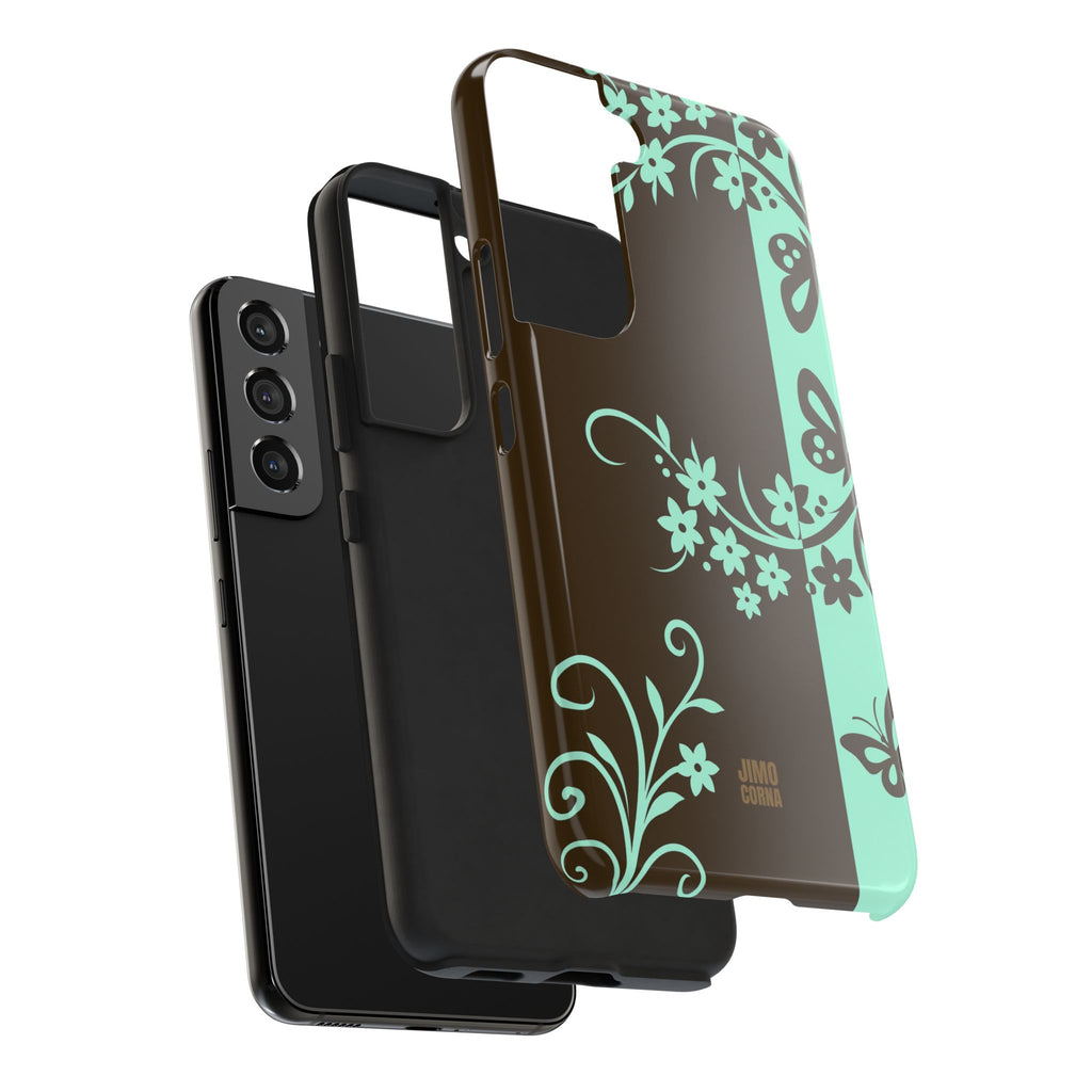 Y2K Floral Samsung Galaxy Case | Brown and Mint