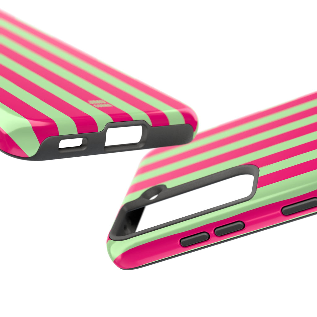 Bold Stripes Samsung Galaxy Case | Lime Green and Pink