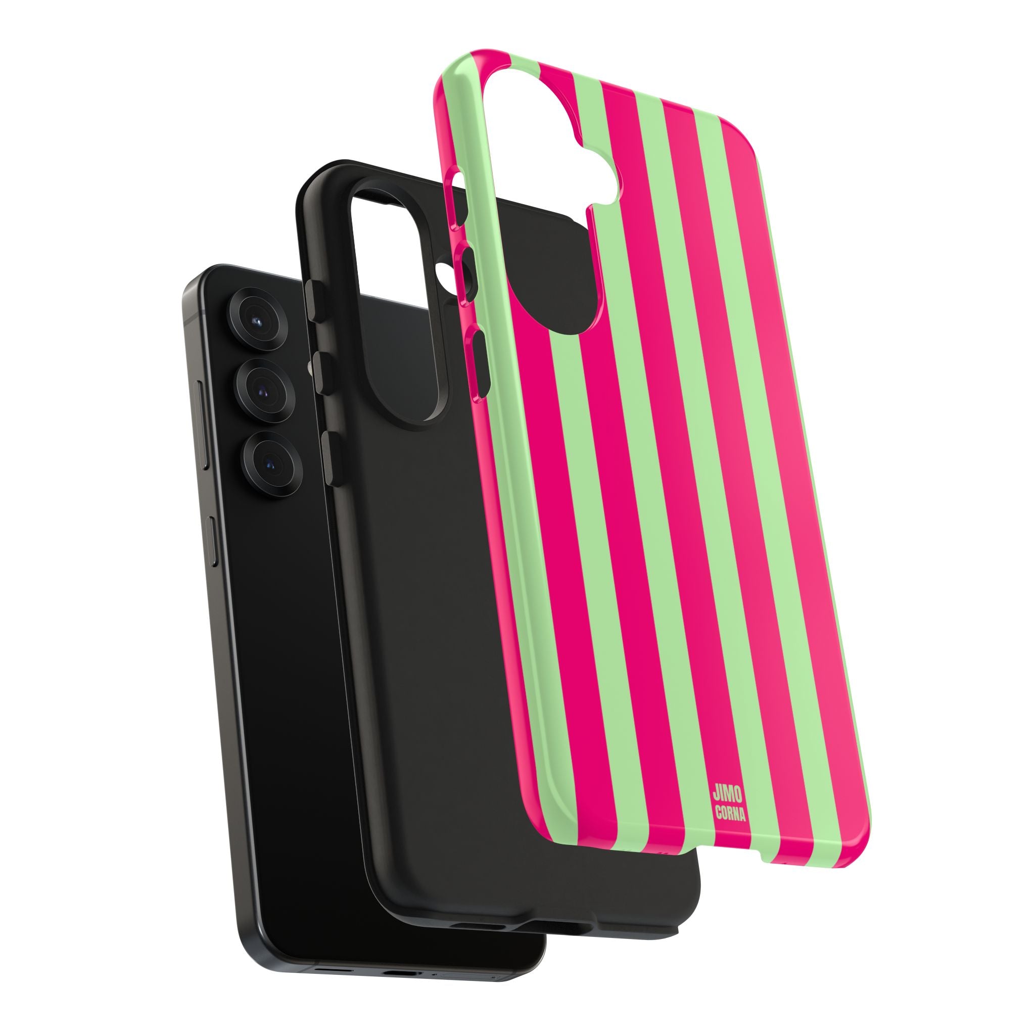 Bold Stripes Samsung Galaxy Case | Lime Green and Pink