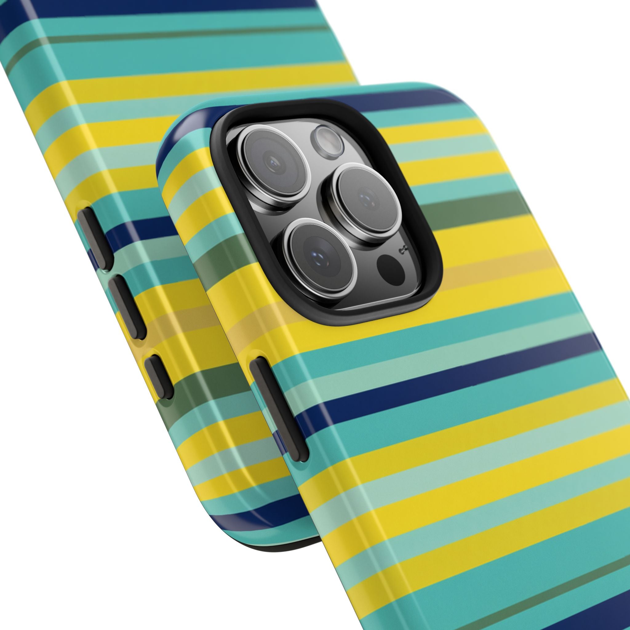 Blue Lemon Stripe iPhone Case