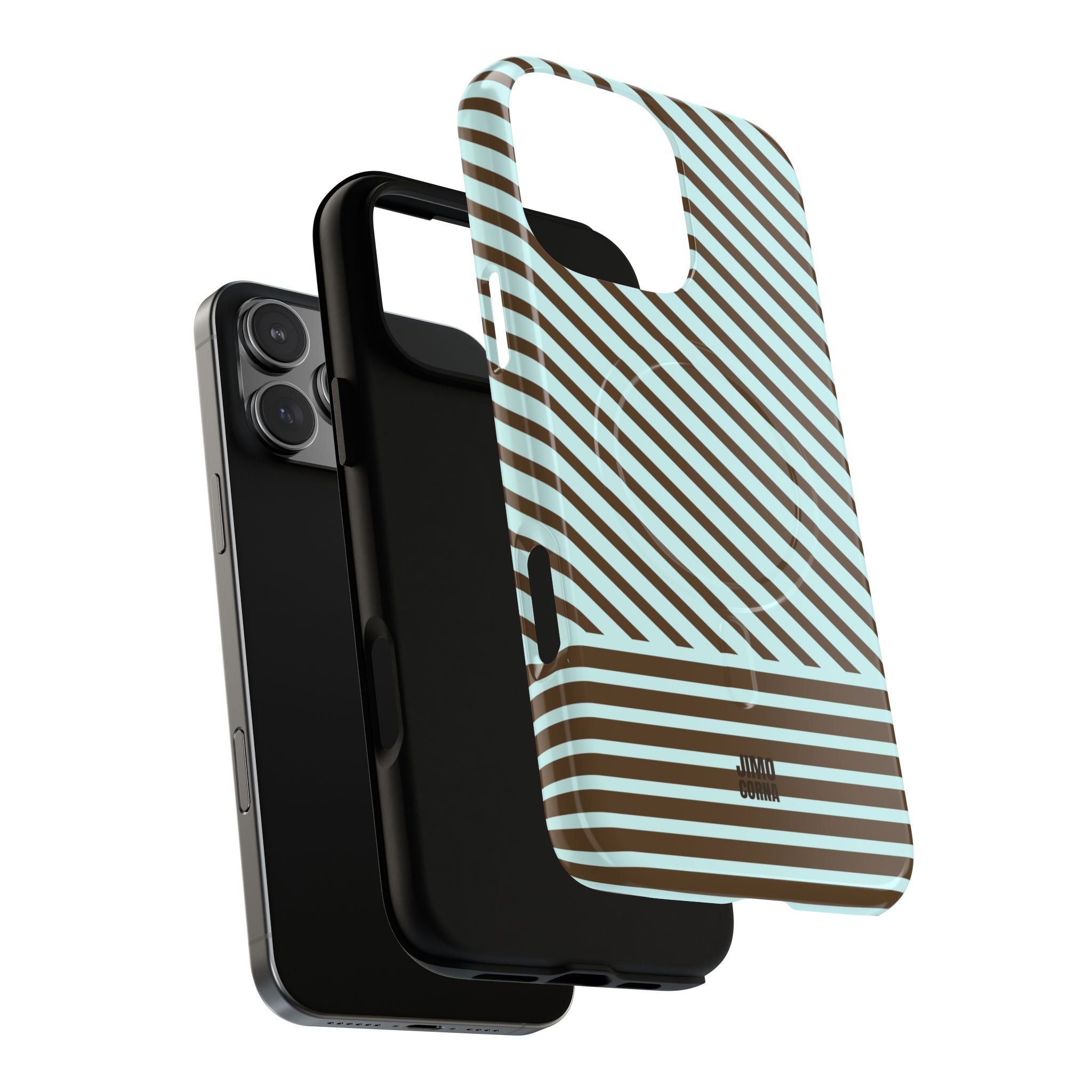 Asymmetrical Lines MagSafe iPhone Case | Blue and Brown