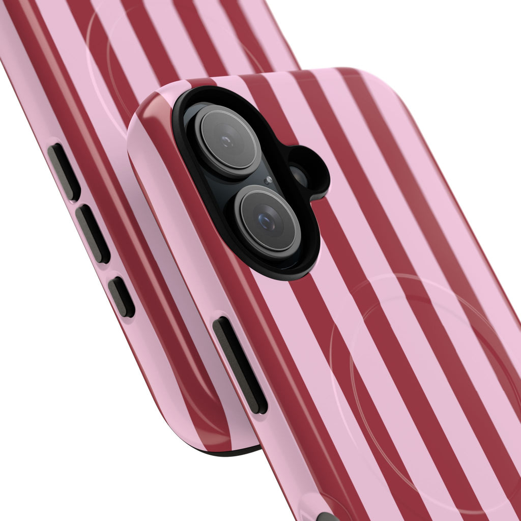 Bold Stripes MagSafe iPhone Case | Pink and Red