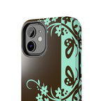Y2K Floral iPhone Case | Brown and Mint