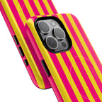 Bold Stripes MagSafe iPhone Case | Pink and Yellow