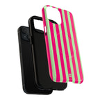 Bold Stripes MagSafe iPhone Case | Lime Green and Pink