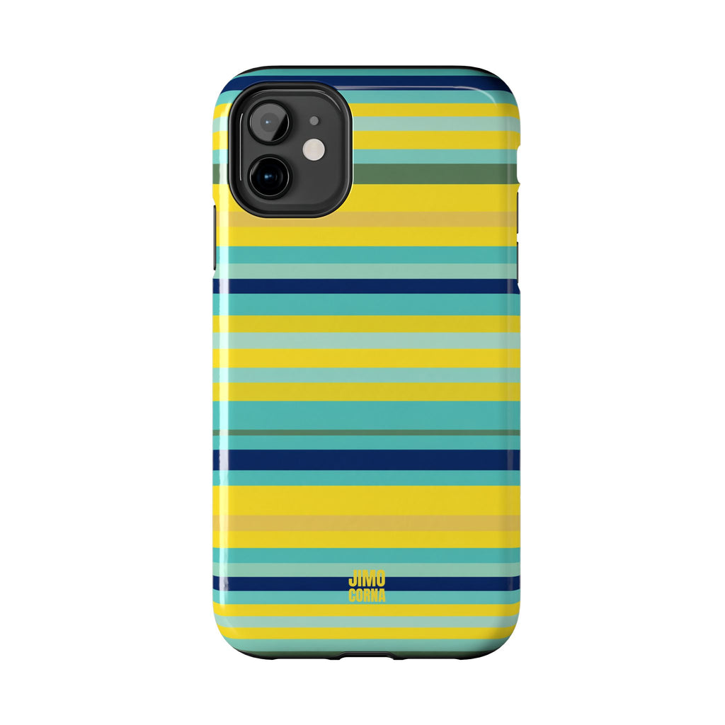 Blue Lemon Stripe iPhone Case