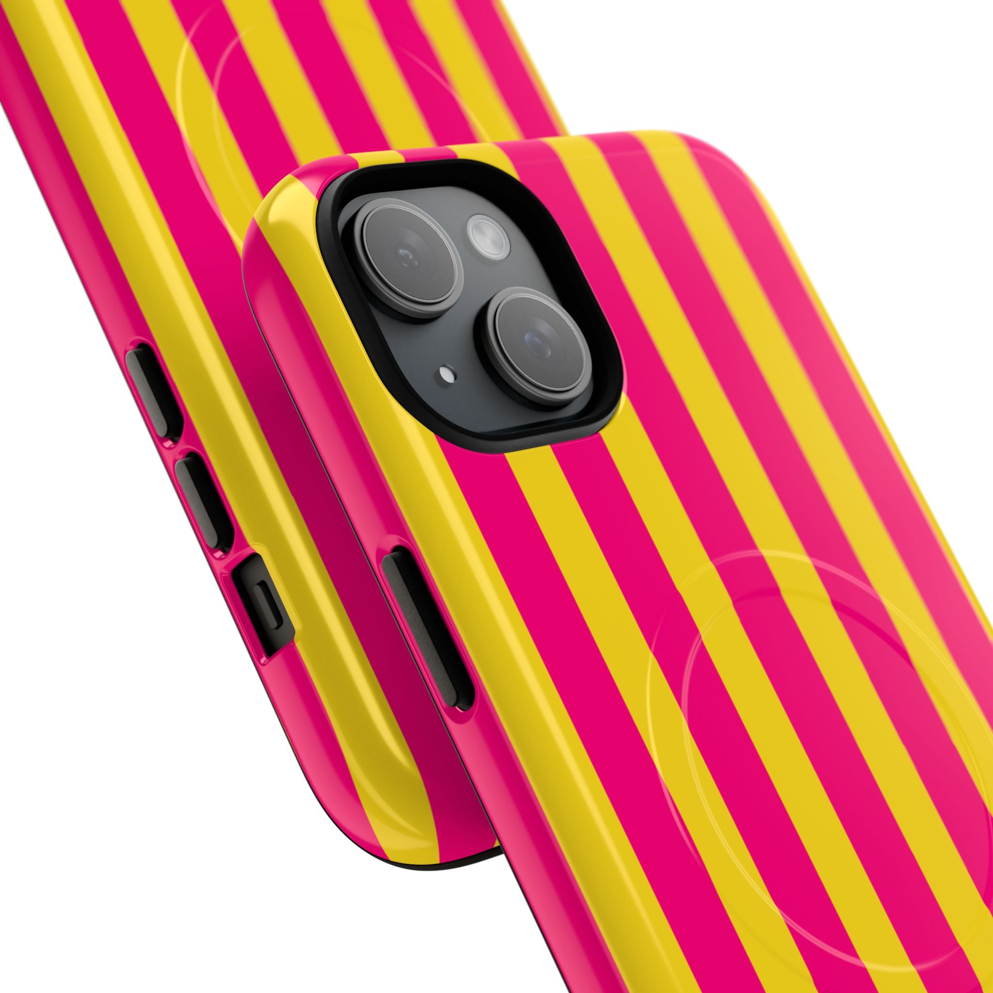 Bold Stripes MagSafe iPhone Case | Pink and Yellow