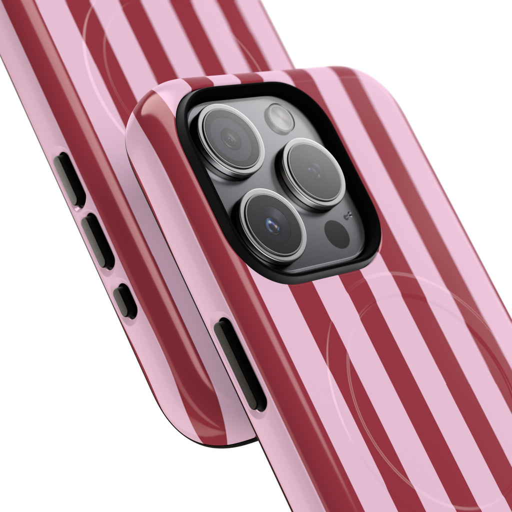 Bold Stripes MagSafe iPhone Case | Pink and Red