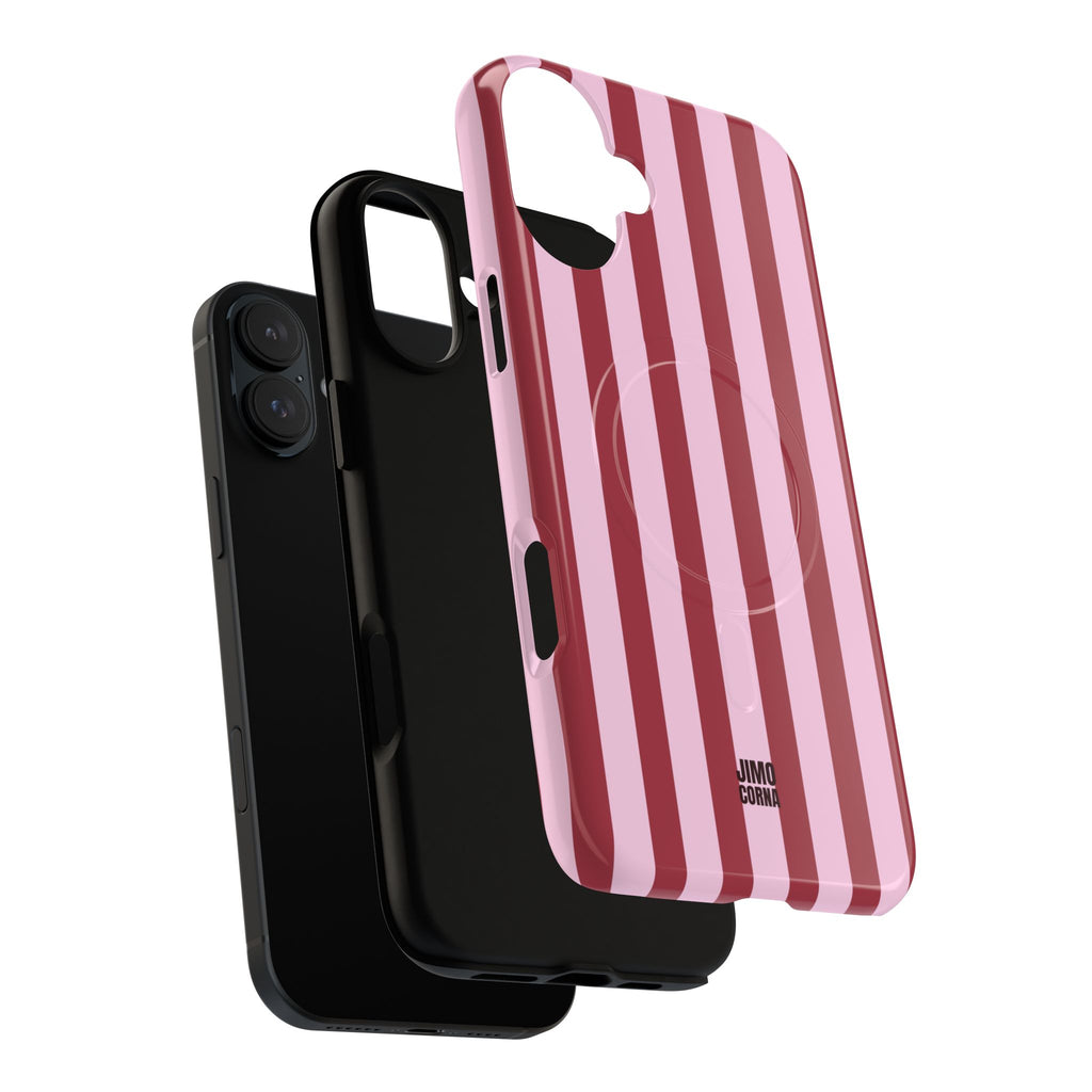 Bold Stripes MagSafe iPhone Case | Pink and Red