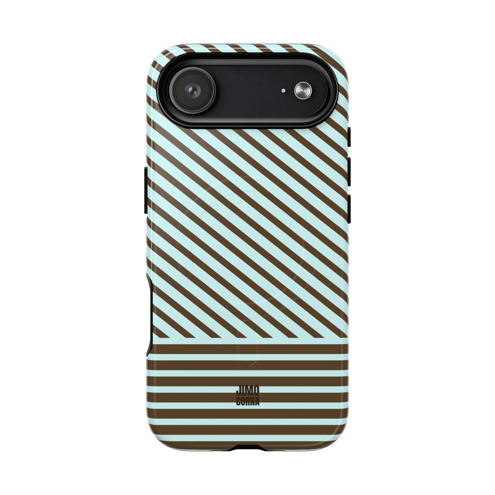 Asymmetrical Lines MagSafe iPhone Case | Blue and Brown