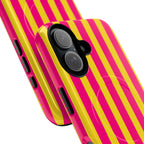 Bold Stripes MagSafe iPhone Case | Pink and Yellow