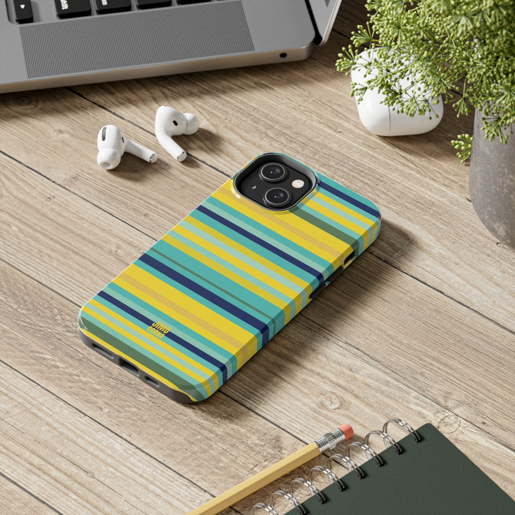 Blue Lemon Stripe iPhone Case