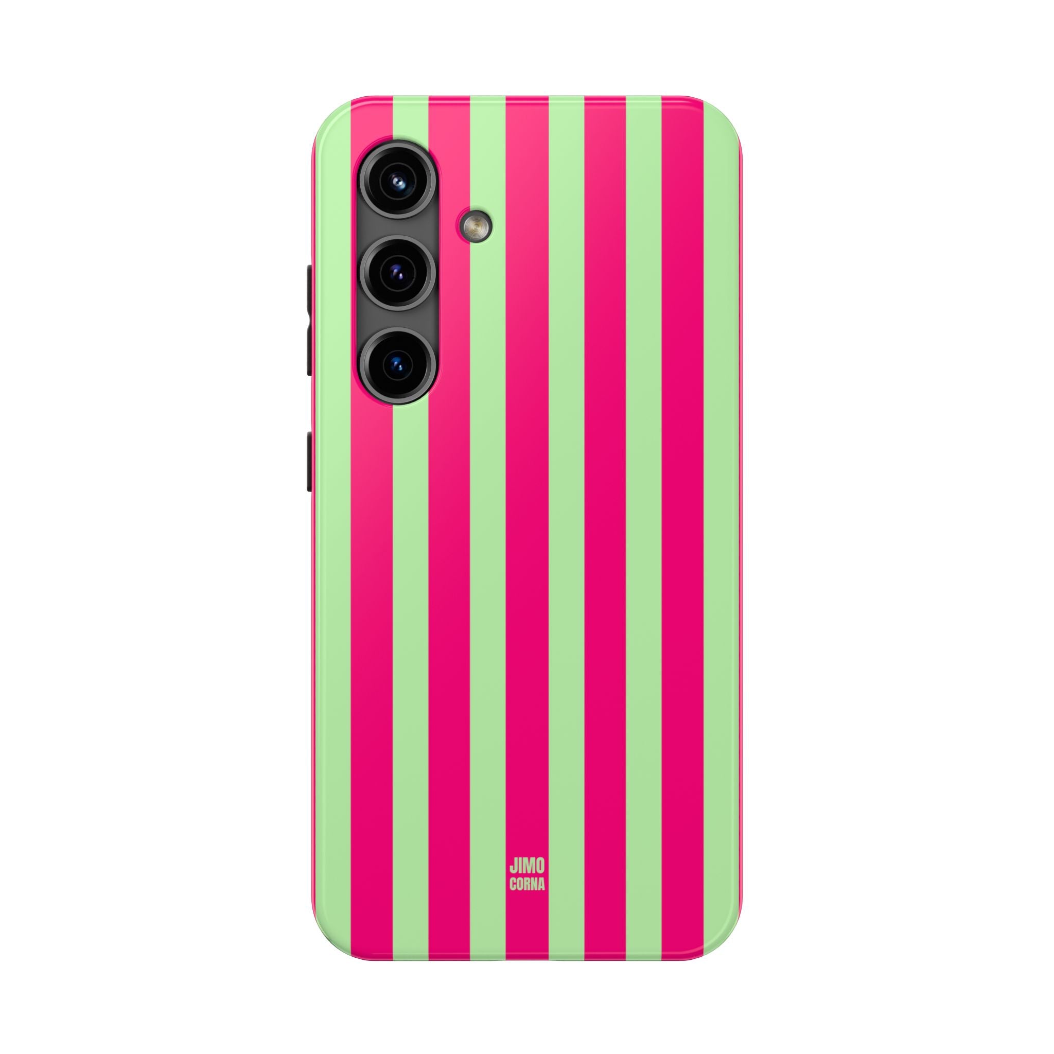 Bold Stripes Samsung Galaxy Case | Lime Green and Pink