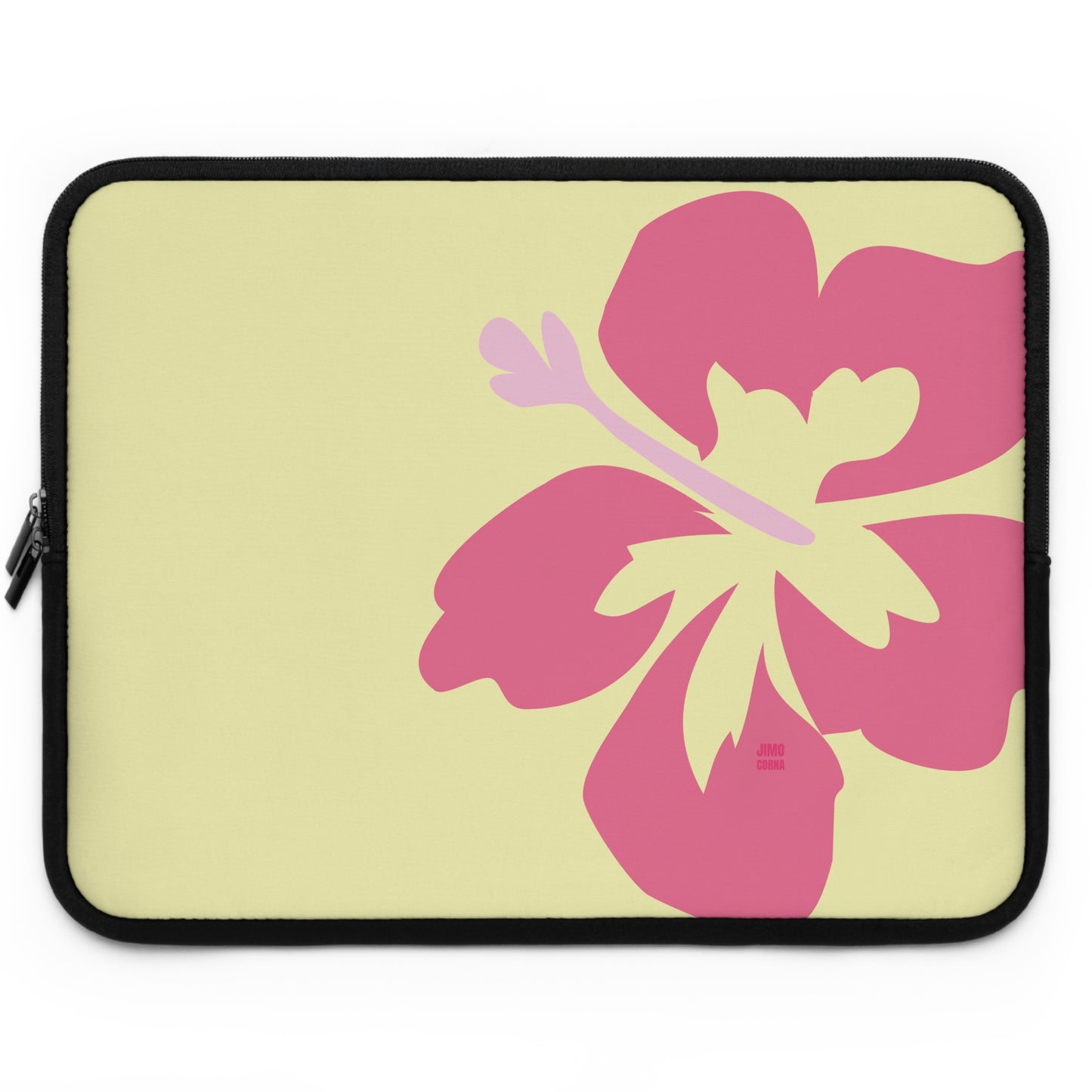 Pink on Yellow Hibiscus Laptop Sleeve