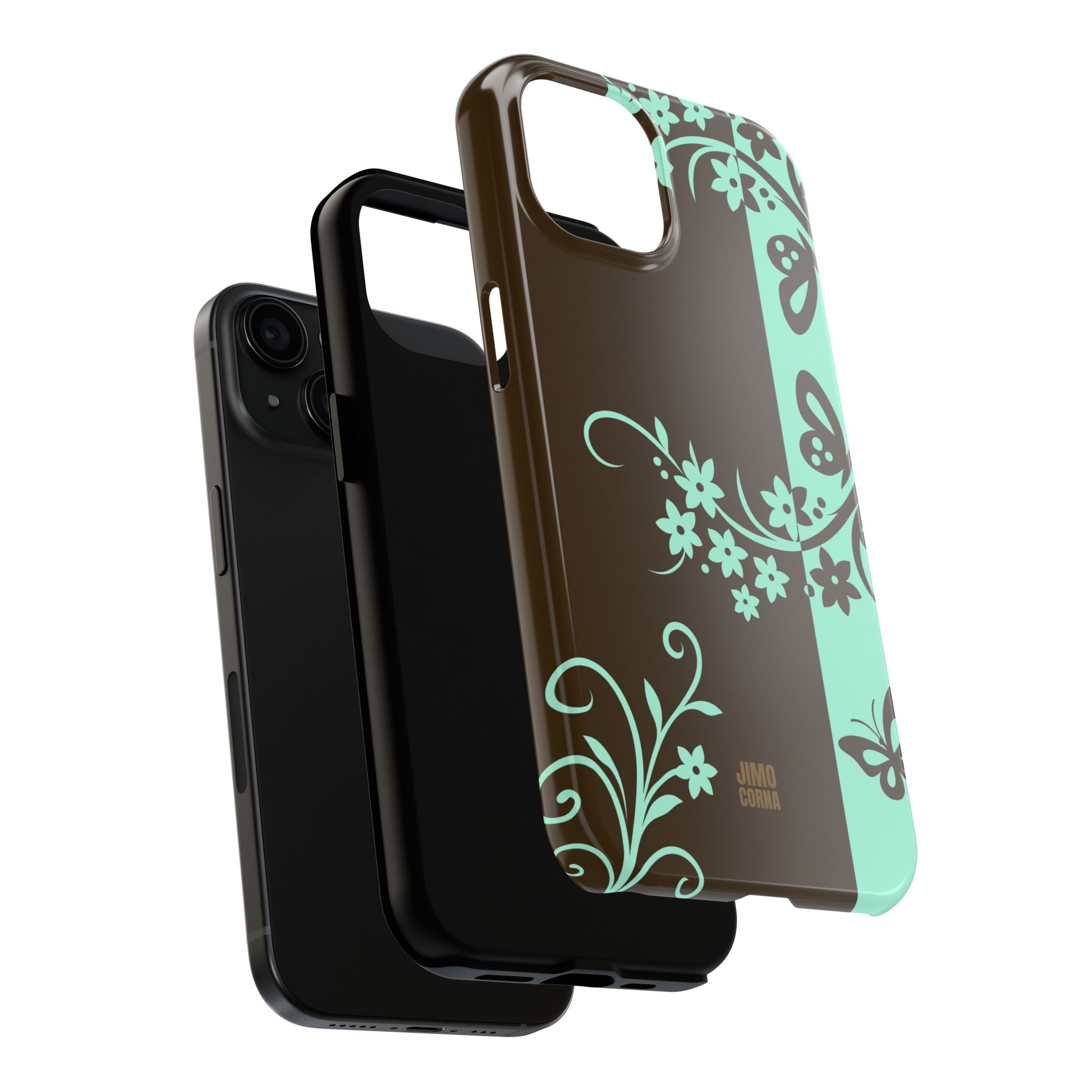 Y2K Floral iPhone Case | Brown and Mint