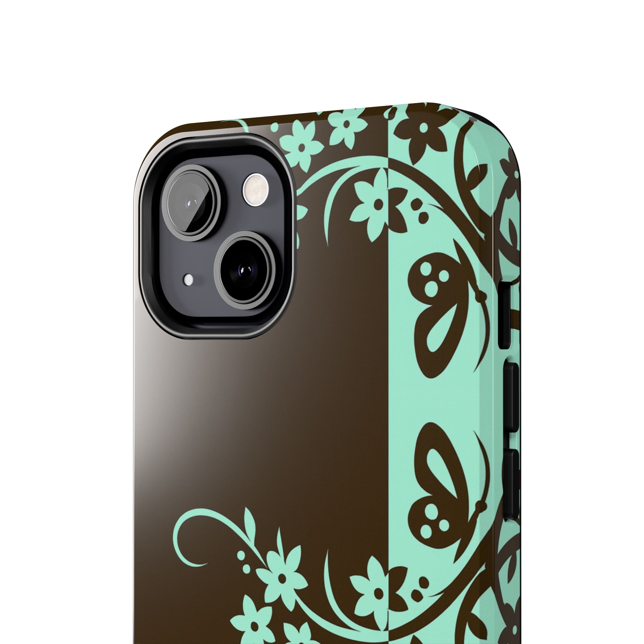 Y2K Floral iPhone Case | Brown and Mint