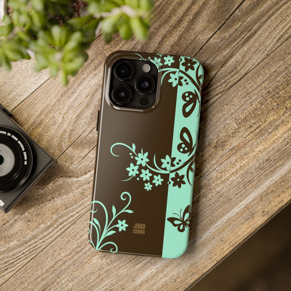 Y2K Floral iPhone Case | Brown and Mint