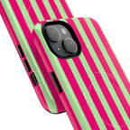 Bold Stripes MagSafe iPhone Case | Lime Green and Pink