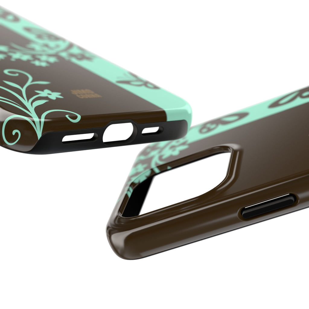 Y2K Floral iPhone Case | Brown and Mint
