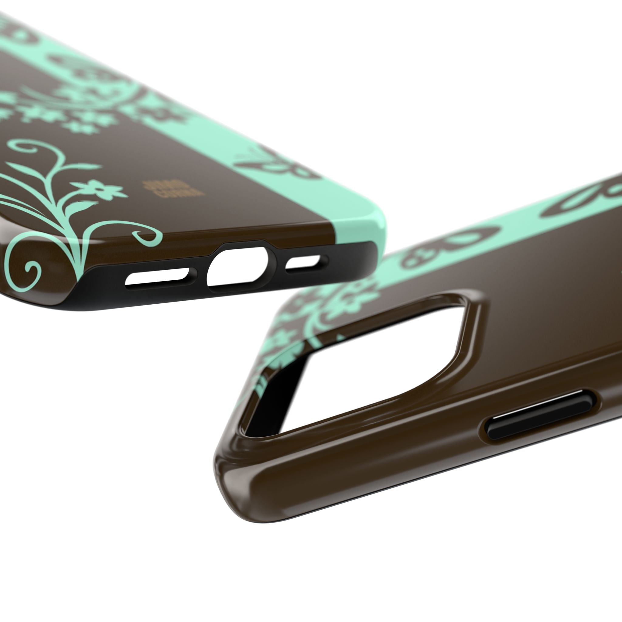 Y2K Floral iPhone Case | Brown and Mint